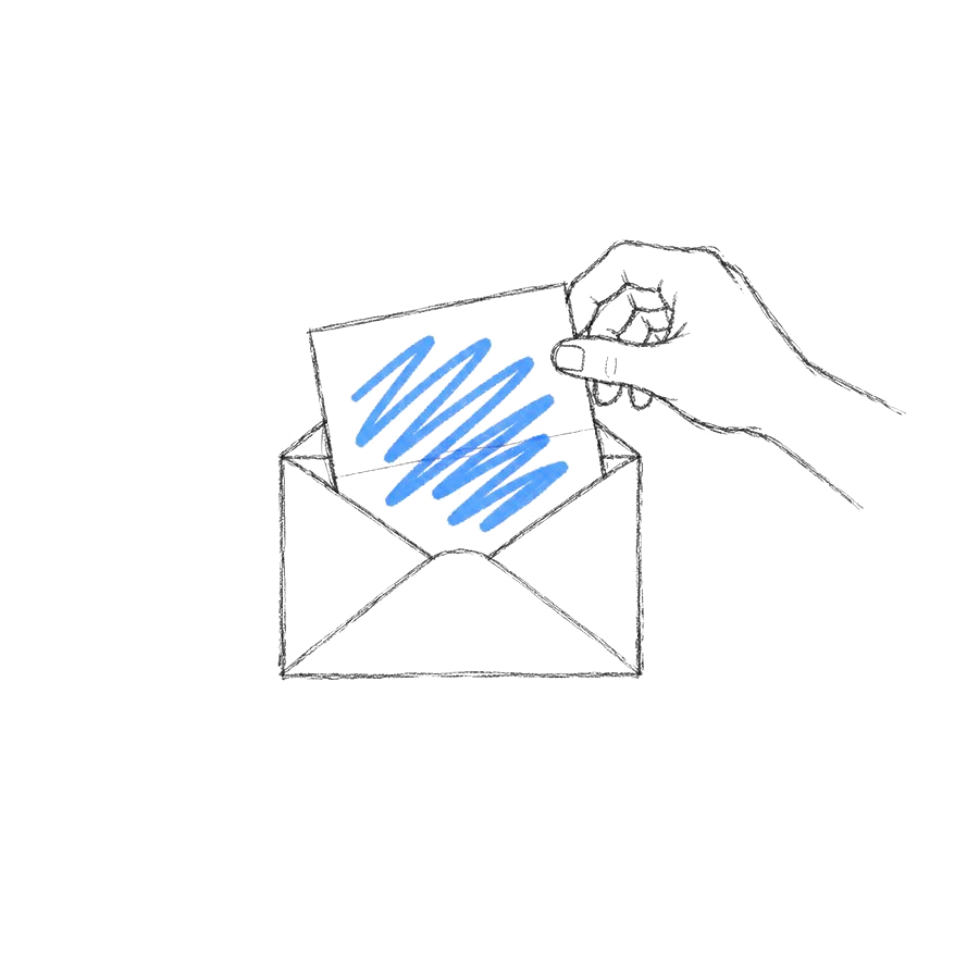 Hand pulling a letter out of an envelope